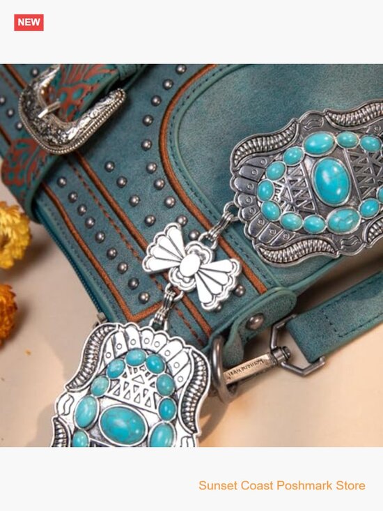 Large Western Concho Metal Chain Belt for Women Cowgirl main image 5